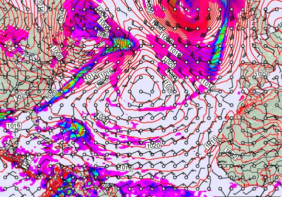 North Atlantic forecast chart for Monday, April 6th, 2026 at 12:00 PM