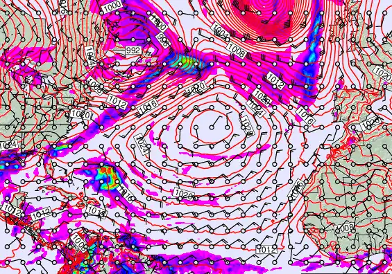 North Atlantic forecast chart for Monday, April 6th, 2026 at 6:00 PM