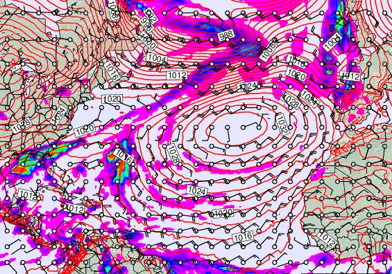 North Atlantic forecast chart for Tuesday, April 7th, 2026 at 12:00 PM