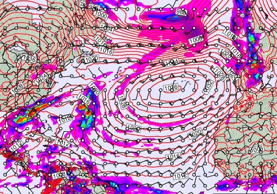 North Atlantic forecast chart for Tuesday, April 7th, 2026 at 6:00 PM