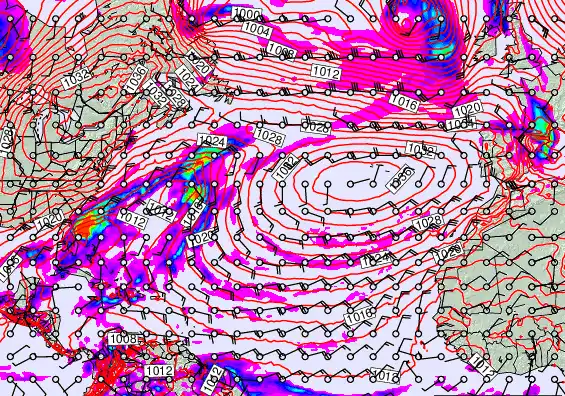North Atlantic forecast chart for Wednesday, April 8th, 2026 at 6:00 AM