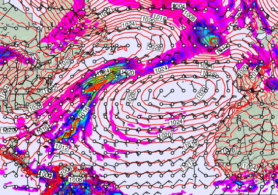 North Atlantic forecast chart for Thursday, April 9th, 2026 at 6:00 PM