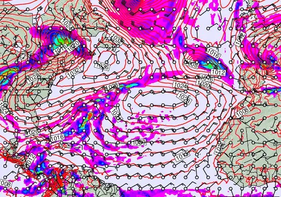 North Atlantic forecast chart for Saturday, April 11th, 2026 at 12:00 PM
