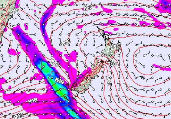 New Zealand forecast chart for Friday, April 3rd, 2026 at 6:00 AM