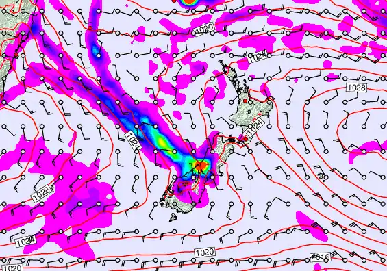 New Zealand forecast chart for Saturday, April 4th, 2026 at 12:00 AM