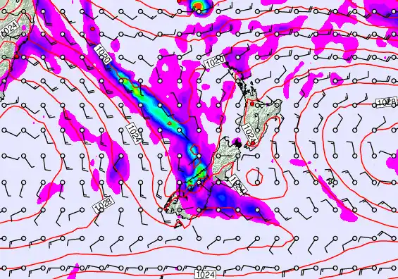 New Zealand forecast chart for Saturday, April 4th, 2026 at 12:00 PM