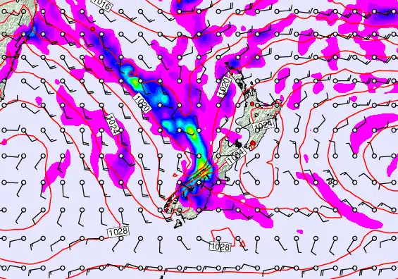 New Zealand forecast chart for Saturday, April 4th, 2026 at 6:00 PM