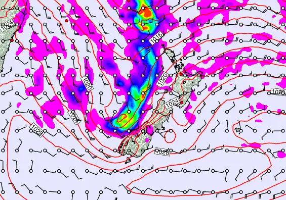 New Zealand forecast chart for Sunday, April 5th, 2026 at 12:00 PM