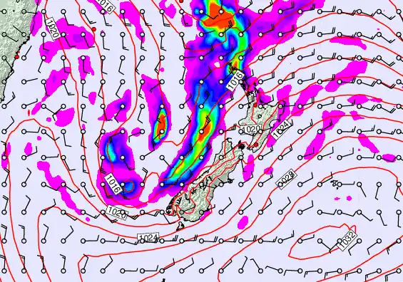 New Zealand forecast chart for Monday, April 6th, 2026 at 12:00 AM