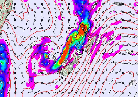 New Zealand forecast chart for Monday, April 6th, 2026 at 6:00 PM