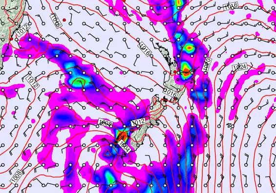 New Zealand forecast chart for Tuesday, April 7th, 2026 at 6:00 PM