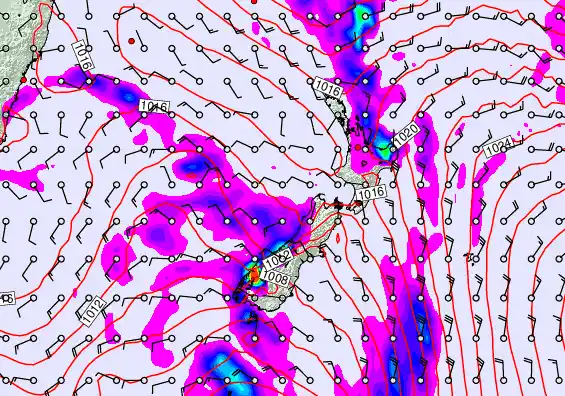 New Zealand forecast chart for Wednesday, April 8th, 2026 at 12:00 AM