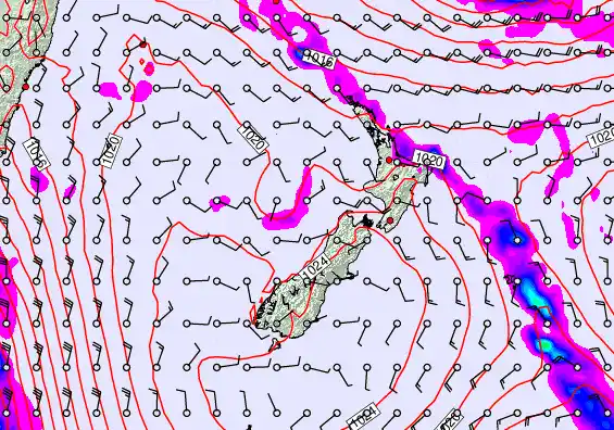 New Zealand forecast chart for Thursday, April 9th, 2026 at 12:00 PM