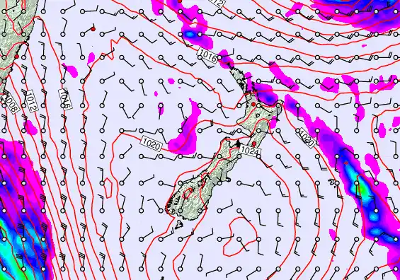 New Zealand forecast chart for Thursday, April 9th, 2026 at 6:00 PM