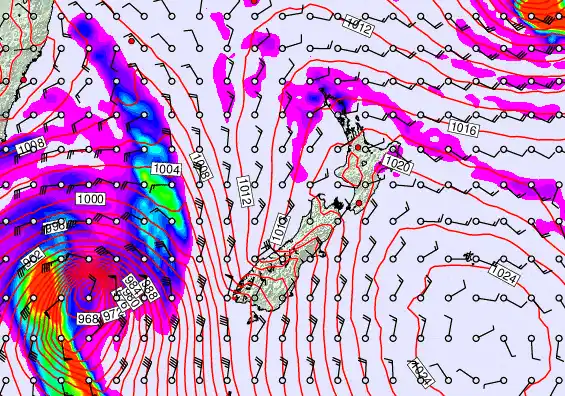 New Zealand forecast chart for Saturday, April 11th, 2026 at 12:00 AM