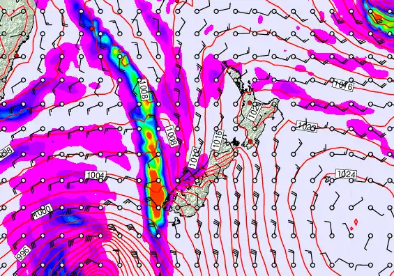 New Zealand forecast chart for Saturday, April 11th, 2026 at 12:00 PM