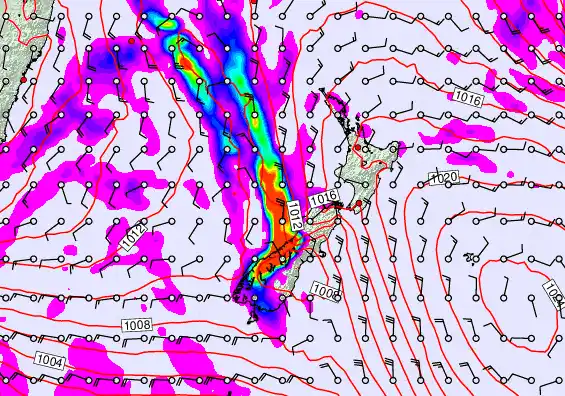 New Zealand forecast chart for Sunday, April 12th, 2026 at 12:00 AM