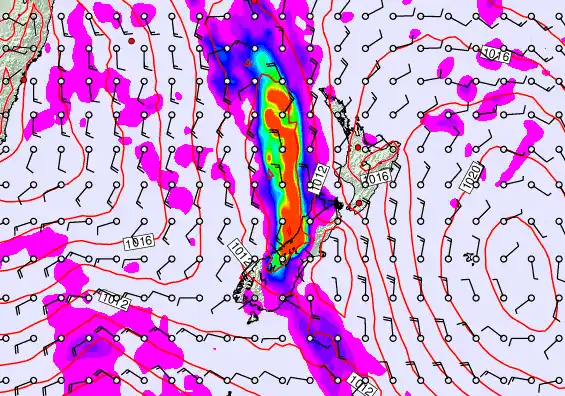 New Zealand forecast chart for Sunday, April 12th, 2026 at 12:00 PM