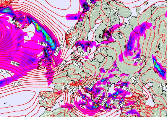 Europe forecast chart for Friday, April 3rd, 2026 at 6:00 AM