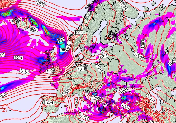 Europe forecast chart for Friday, April 3rd, 2026 at 12:00 PM