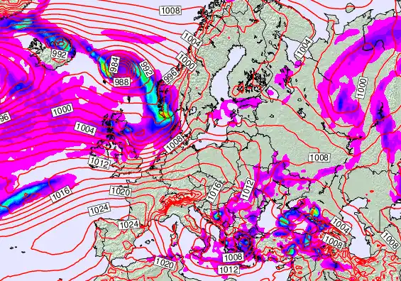Europe forecast chart for Friday, April 3rd, 2026 at 6:00 PM