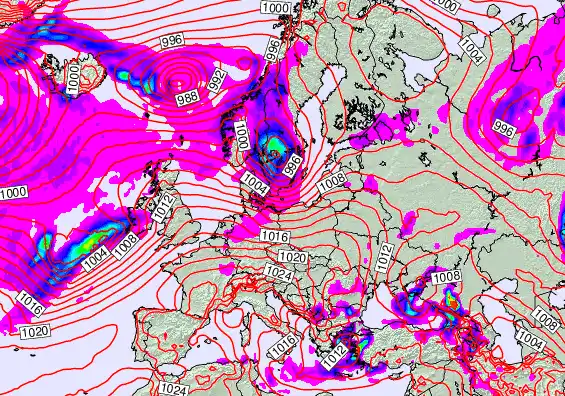 Europe forecast chart for Saturday, April 4th, 2026 at 6:00 AM
