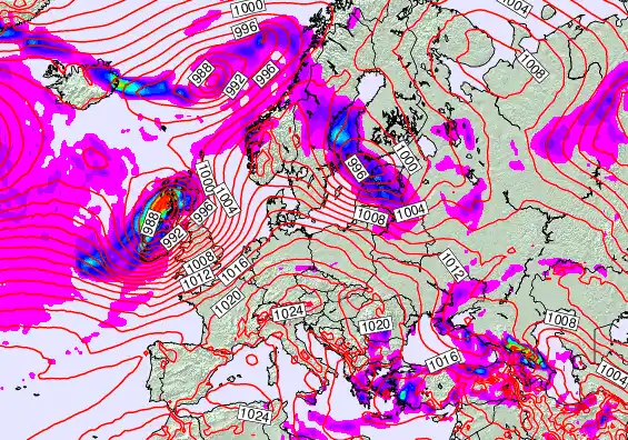 Europe forecast chart for Saturday, April 4th, 2026 at 6:00 PM
