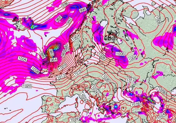 Europe forecast chart for Sunday, April 5th, 2026 at 12:00 AM