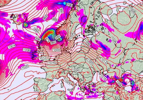 Europe forecast chart for Sunday, April 5th, 2026 at 6:00 AM