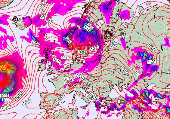 Europe forecast chart for Sunday, April 5th, 2026 at 6:00 PM