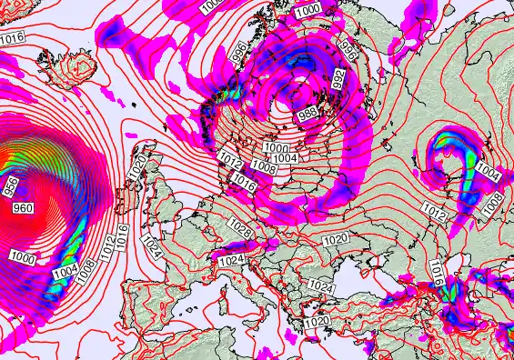 Europe forecast chart for Monday, April 6th, 2026 at 6:00 AM