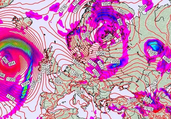 Europe forecast chart for Monday, April 6th, 2026 at 12:00 PM