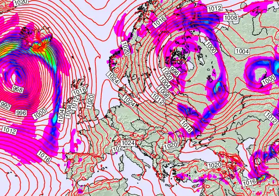 Europe forecast chart for Tuesday, April 7th, 2026 at 12:00 AM