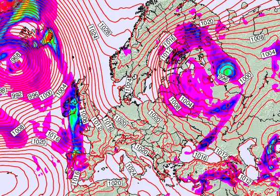 Europe forecast chart for Tuesday, April 7th, 2026 at 12:00 PM