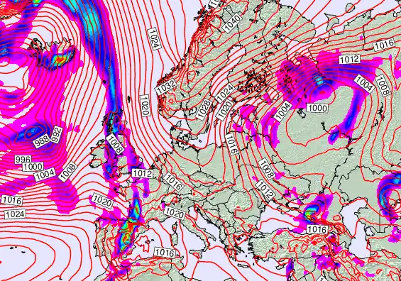Europe forecast chart for Wednesday, April 8th, 2026 at 12:00 AM