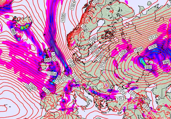 Europe forecast chart for Thursday, April 9th, 2026 at 12:00 AM