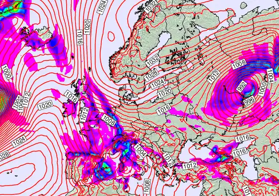 Europe forecast chart for Thursday, April 9th, 2026 at 6:00 PM