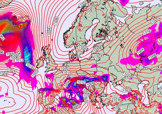 Europe forecast chart for Friday, April 10th, 2026 at 12:00 PM