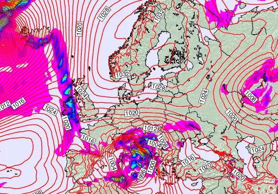 Europe forecast chart for Saturday, April 11th, 2026 at 12:00 AM