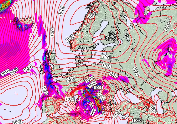 Europe forecast chart for Saturday, April 11th, 2026 at 6:00 AM