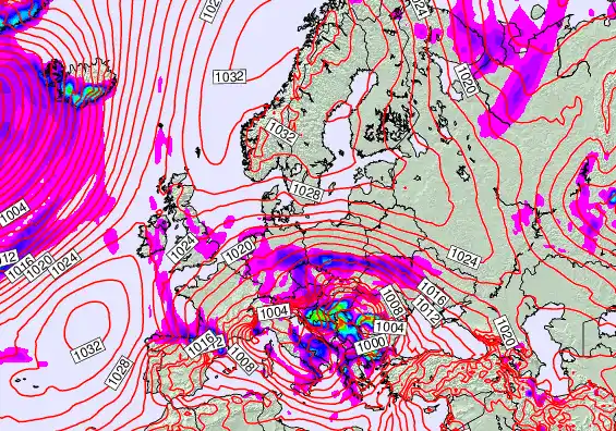 Europe forecast chart for Saturday, April 11th, 2026 at 6:00 PM