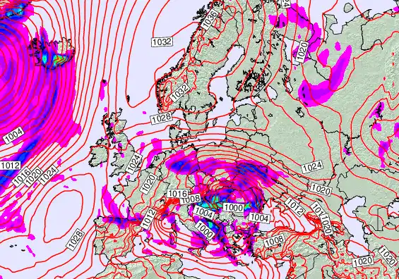 Europe forecast chart for Sunday, April 12th, 2026 at 12:00 AM
