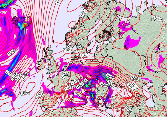 Europe forecast chart for Sunday, April 12th, 2026 at 6:00 AM