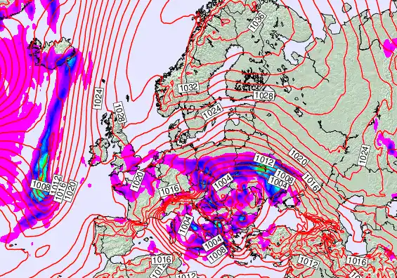 Europe forecast chart for Sunday, April 12th, 2026 at 6:00 PM