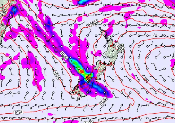 New Zealand forecast chart for Saturday, April 4th, 2026 at 6:00 AM