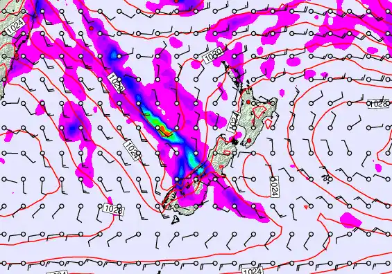 New Zealand forecast chart for Saturday, April 4th, 2026 at 12:00 PM
