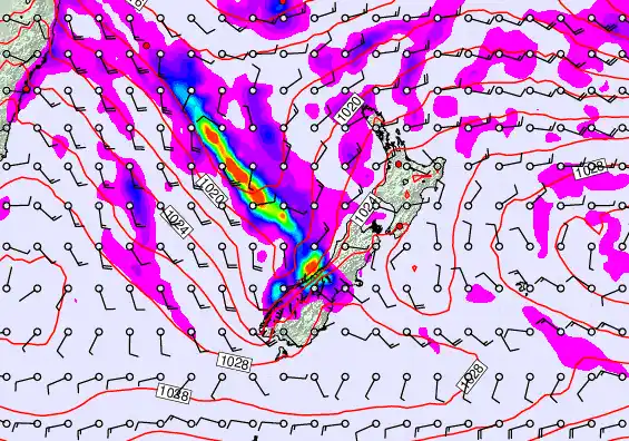 New Zealand forecast chart for Saturday, April 4th, 2026 at 6:00 PM