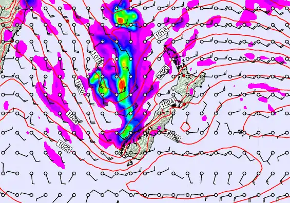 New Zealand forecast chart for Sunday, April 5th, 2026 at 6:00 AM