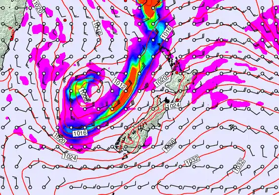 New Zealand forecast chart for Monday, April 6th, 2026 at 12:00 AM