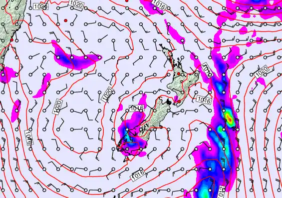 New Zealand forecast chart for Thursday, April 9th, 2026 at 12:00 AM